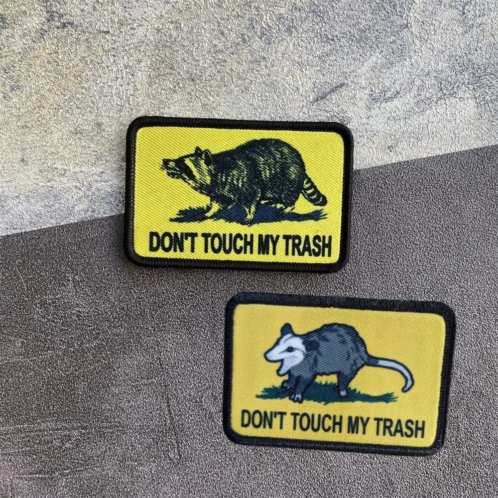 Don't Touch My Trash Meme Patch Raccoon Possum Morale Badge Gadsden Flag Hook and Loop Tactical Tactical Backpack Hat Stickers