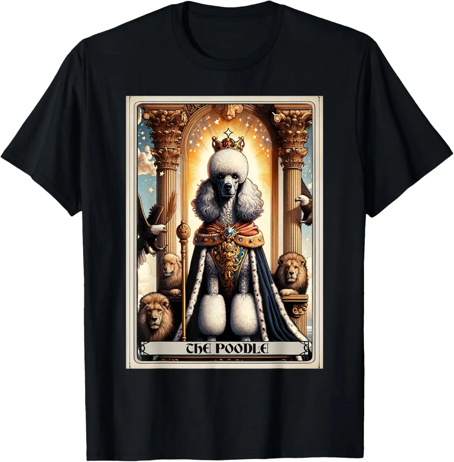 The Poodle Tarot Card Dog T-Shirt 100% Cotton Trendy Y2K Short-Sleeve Tee-Soft, Quick-Drying, Moisture-Wicking; Ideal Sports