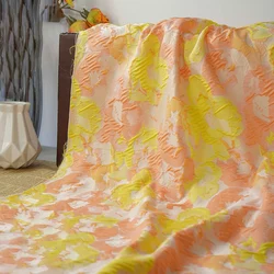 Orange and Yellow Color Retro Yarn Dyed Jacquard Fabric Spring Autumn Women's Elegant Dress Decorative Sewing Fabric 50cmx155cm