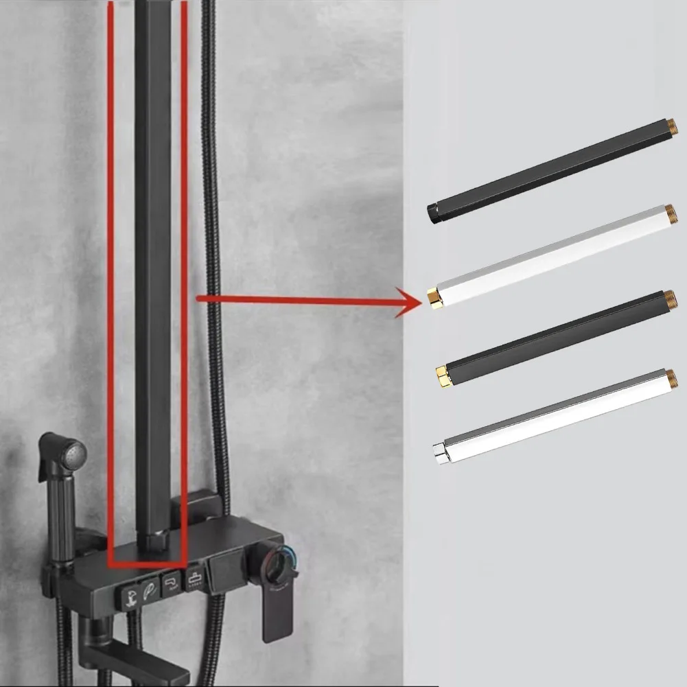 

30cm Square Bathroom Shower Extension Tube Stainless Steel Bathroom Shower Faucet Extension Bar Extend Pipe Bathroom Accessories