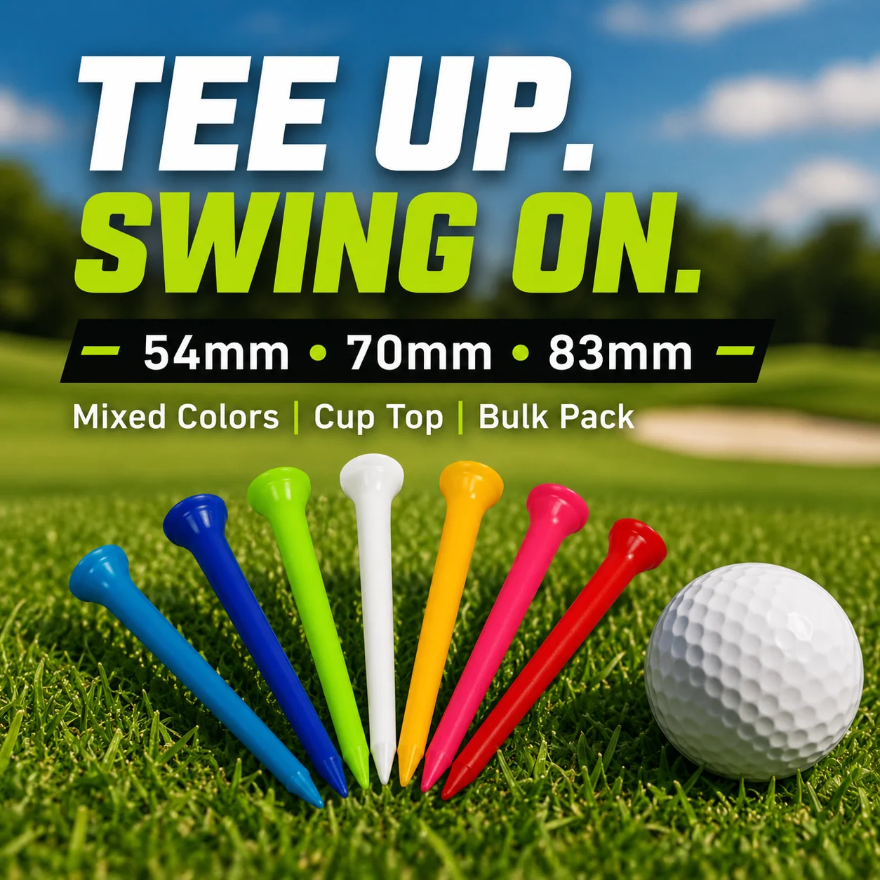 100/150 Pcs Plastic Golf Tees Set, 54/70/83mm Mixed Color Cup Golf Ball Tees for Driver, Woods, Irons, Golf Practice & Course