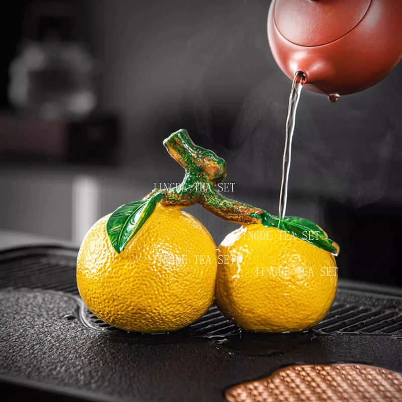 1pcs Good Luck, Good Fortune, Color Change, Orange Tea, Pet Desktop Tea Bowl Decoration Tea Ceremony Accessories for Watering