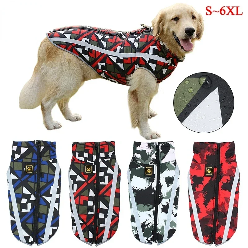 Dog Jacket Large Breed Dog Coat Waterproof Reflective Warm Winter Clothes for Big Dogs Labrador Overalls Chihuahua Pug Clothing