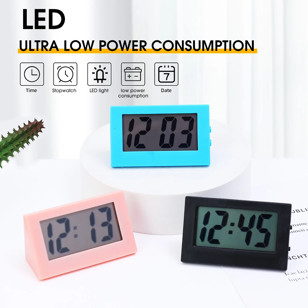 Portable Mini LED Digital Clock Living Room Children Room Electronic Clock For Desktop Home Office Mute Time Display Desk Clock