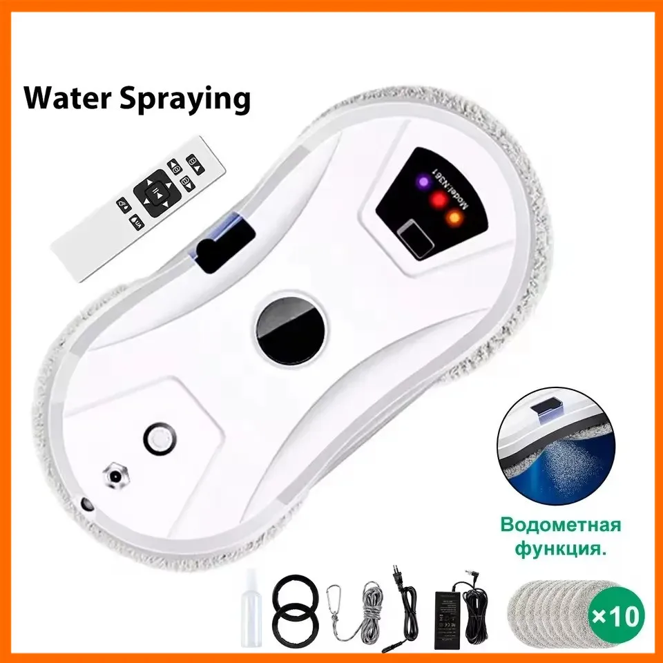 Smart Window Cleaner Robot Washer with Automatic Water Spray Home Glass Cleaning Machine for Windows