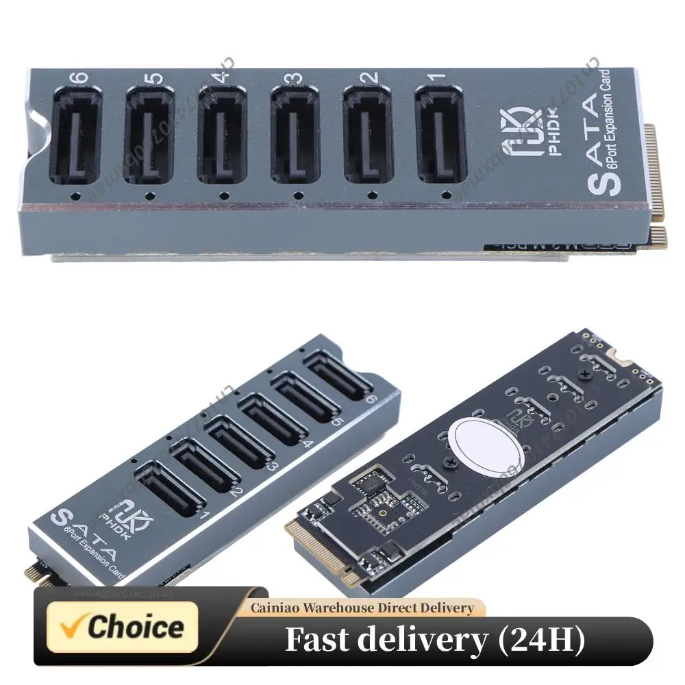 

M.2 M KEY NVMe To 6 Ports SATA Convert Card with Smart Indicator M.2 NVMe To 6 Ports SATA 3.0 Expansion Card for Desktop PC