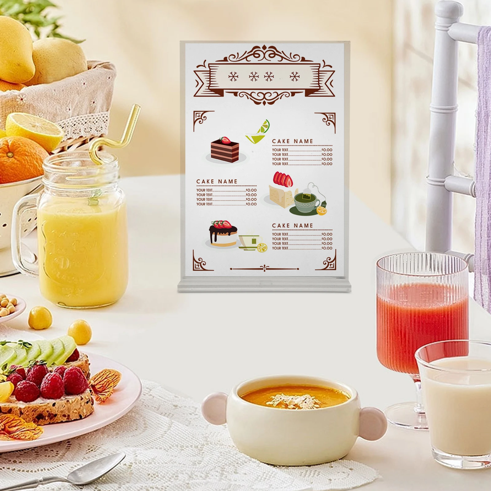 

4 Pcs Transparent Sign Poster Board Acrylic Wedding Signs Graduation Party Pull Card Display Stand Clear Price Tag