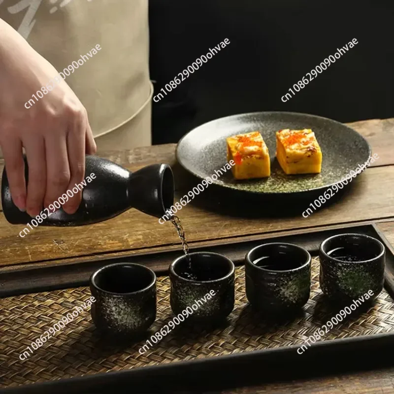 

Painted White Wine Bottle kettle ceramic Wine pot Sake pot Cups set for bar restaurant home