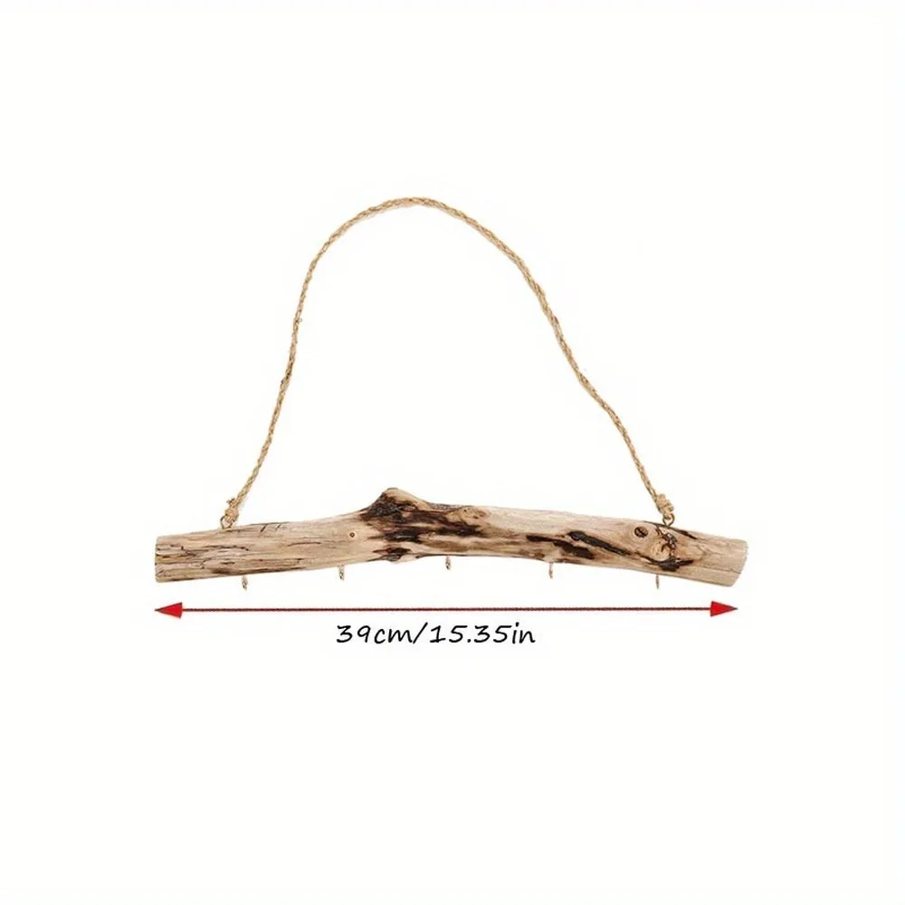 Vintage Driftwood Hook Wall Mounted Wooden Coat Hat Key Holder Rustic Branch Storage Organizer for Small Items, Retro