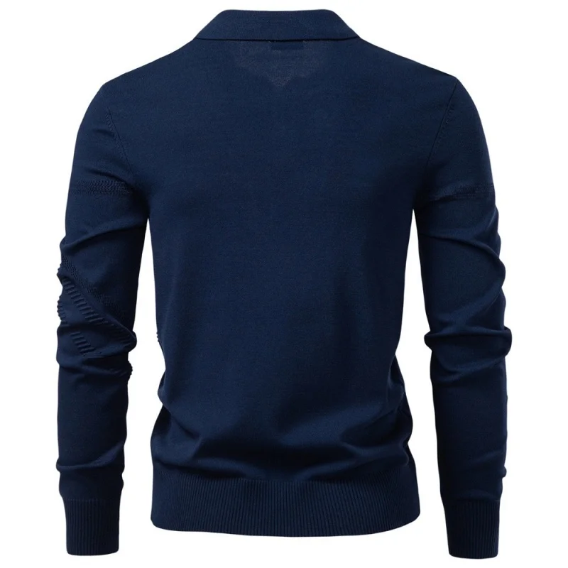 Autumn and winter men's high-quality knitted long sleeved polo shirt, new fashionable, casual, warm, breathable and versatile to