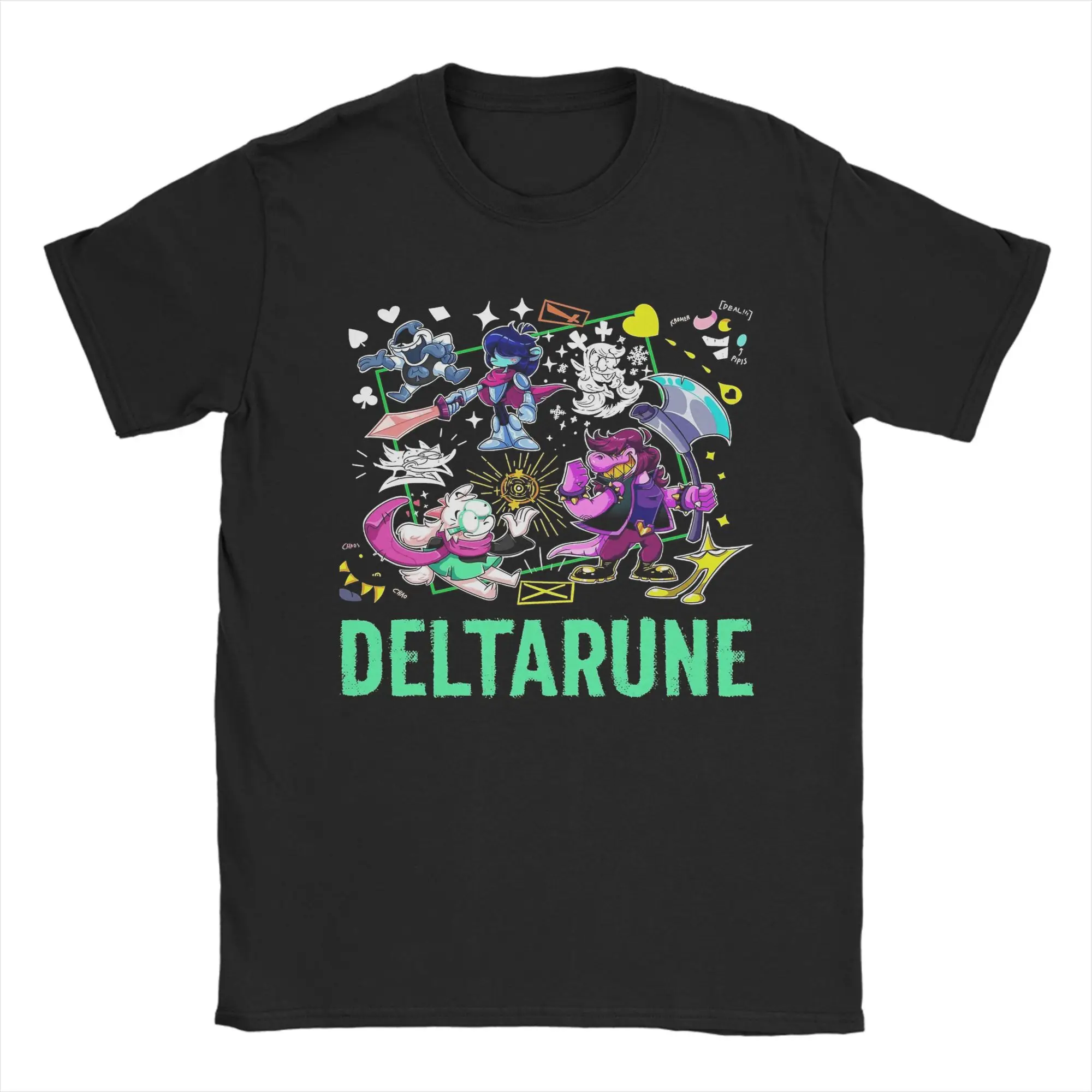 Deltarune personagens bonitos camiseta masculina engraçado algodão t camisas verão o pescoço harajuku camiseta impressão roupas de grandes dimensões