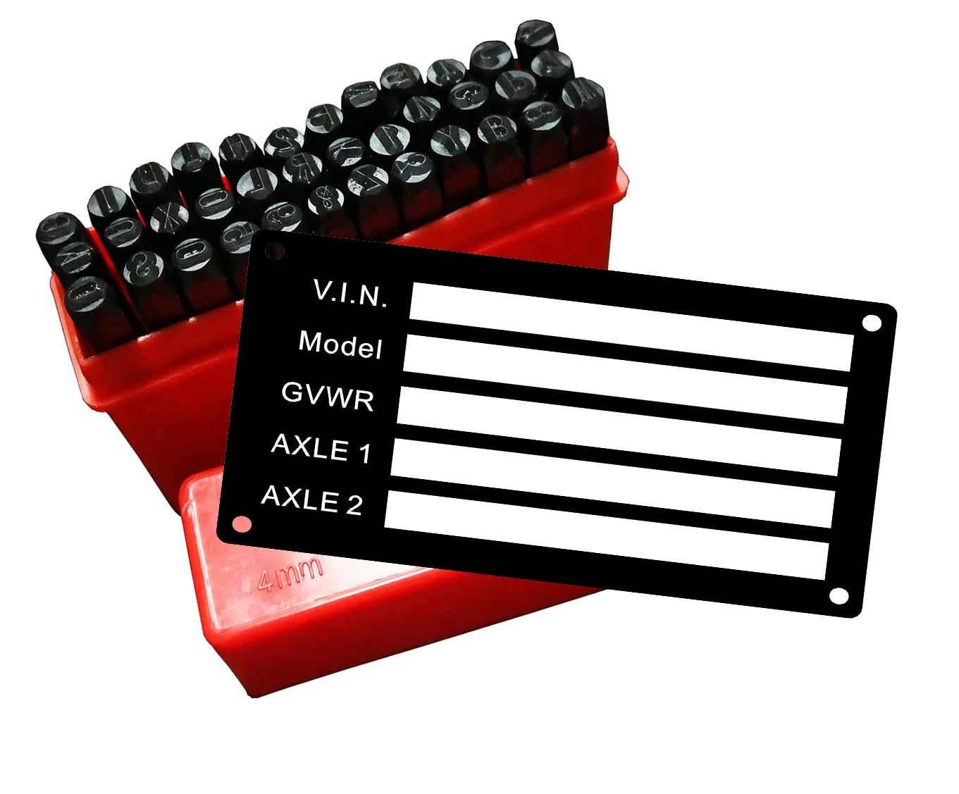 Data card Blank VIN & Weight Chassis Plate with Number & Letter Stamp Punch Set ，worning sign data sign plate