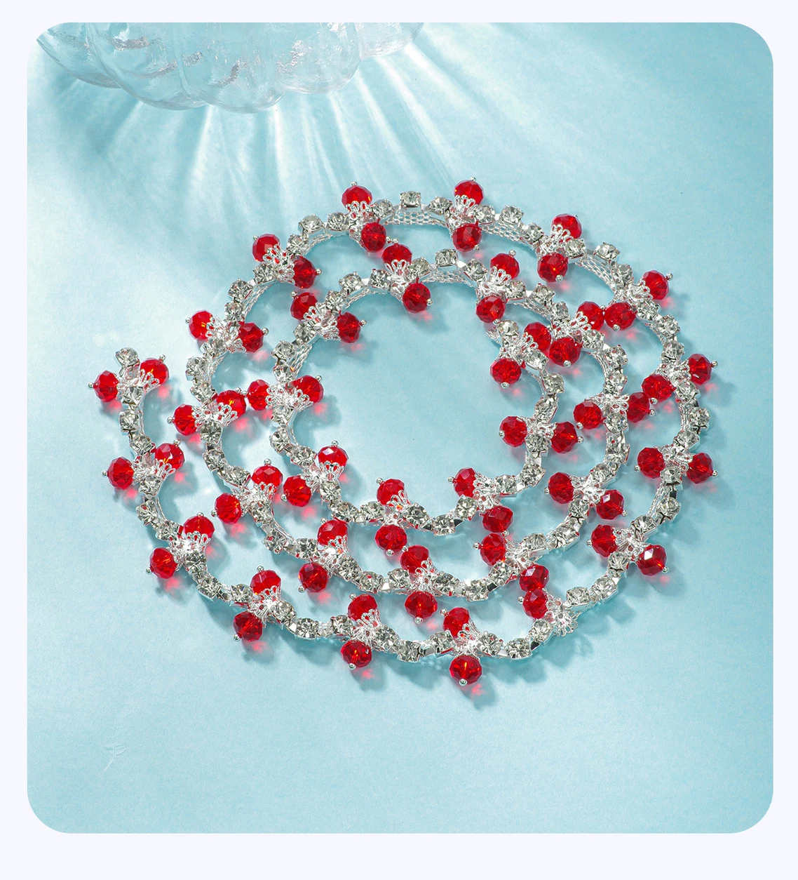 10 Yards Strasskette Kleidungszubehör Kristalldiamant Schuh- und Taschendekoration DIY-Bastelzubehör Strassband Nähzubehör – Detail 3