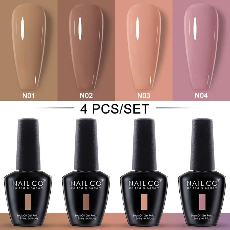 NailCO 4 pezzi Set smalto gel per unghie HEMA TPO FREE Nail Art Soak Off Vernice UV No Wipe Top Coat e Base Coat Colla Gel Set Manicura