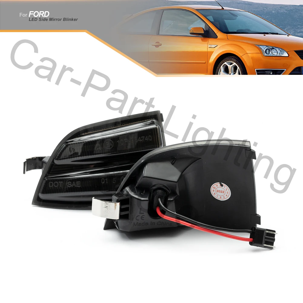 2Pcs 12V LED Sequential Side Marker Indicator Lamp Under Mirror Light CANBUS Error Free For Ford Focus ST Focus MK2 CC C-MAX