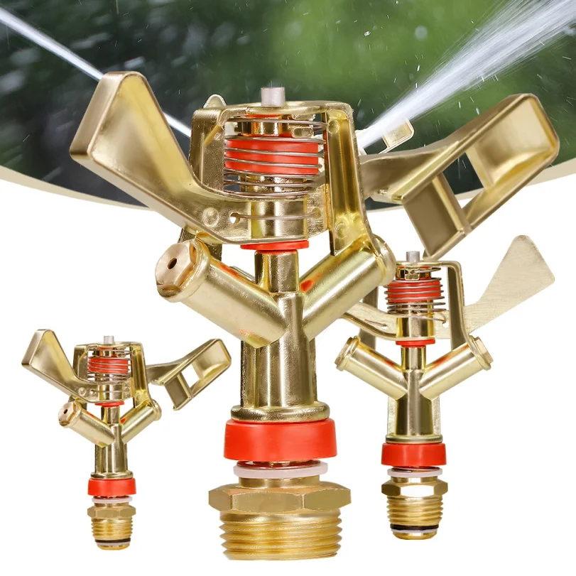 1/2 3/4'' Male Thread Metal Pulsating Sprinkler Zinc Alloy 360° Rocker Arm Water Spray Nozzle for Greenhouse Garden Irrigation