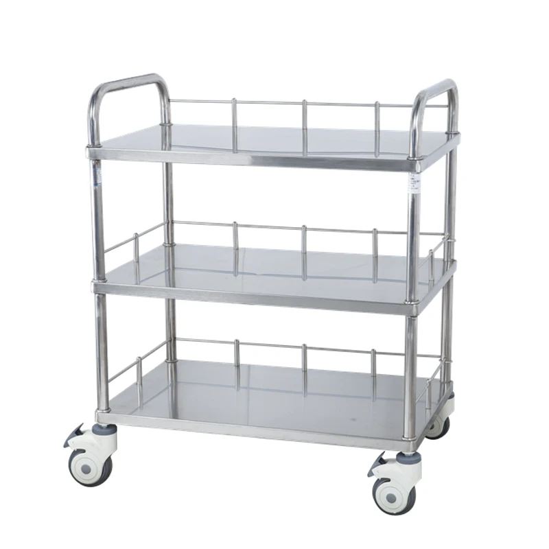 Mobile bracket Medical surgery 304 stainless steel 3-layer instrument trolley