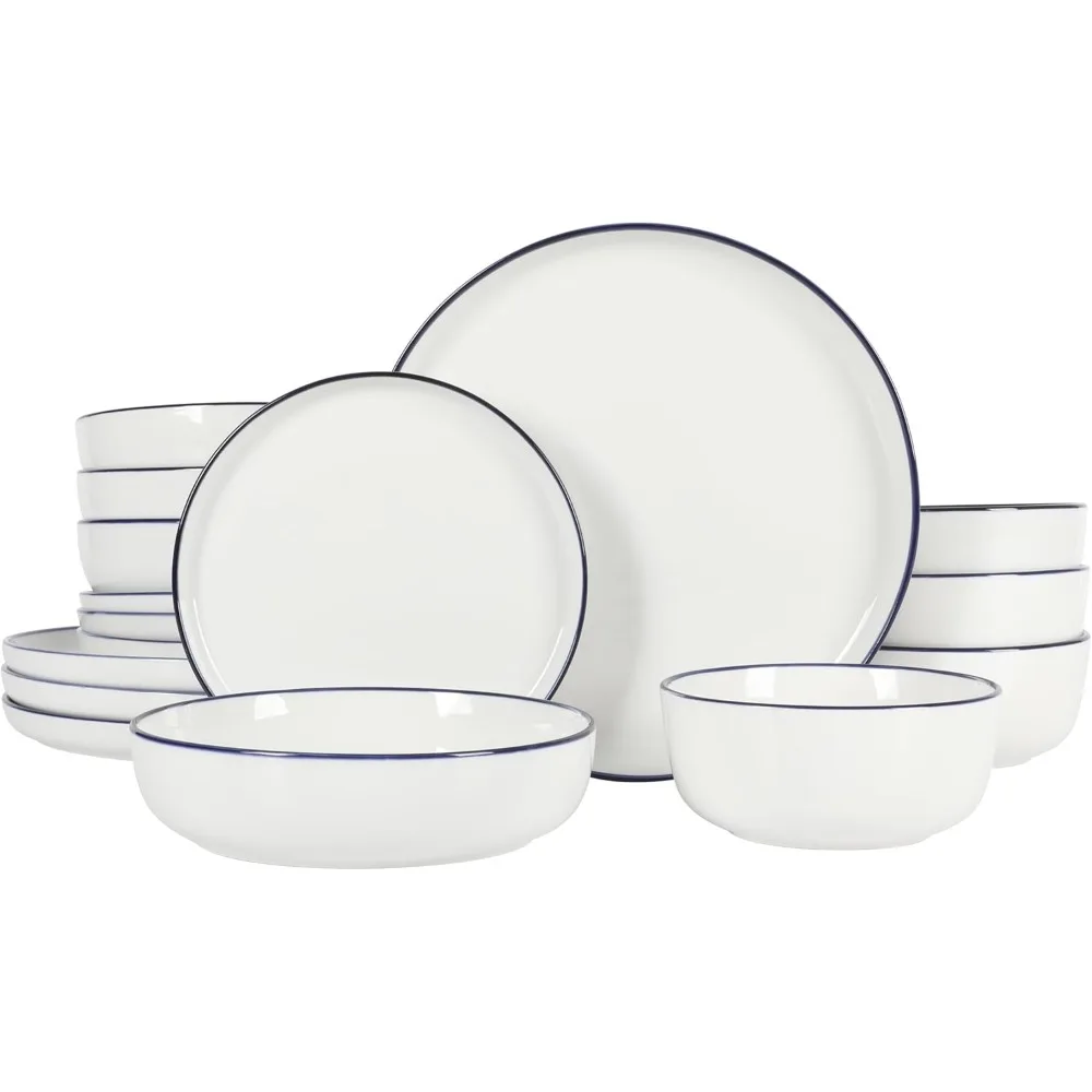 

Gibson Home Oslo 16-Piece Porcelain Ceramic Chip & Scratch Resistant Dishes, Microwave & Dishwasher Safe, Plates and Bowls Dinne