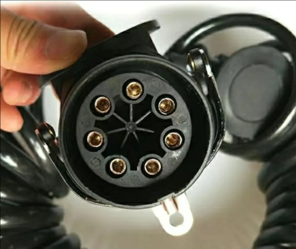 Truck Seven Hole Plug Seven Core Socket Trailer Truck Main Vehicle Connector Head Seat Seven Hole Spiral Wire Assembly