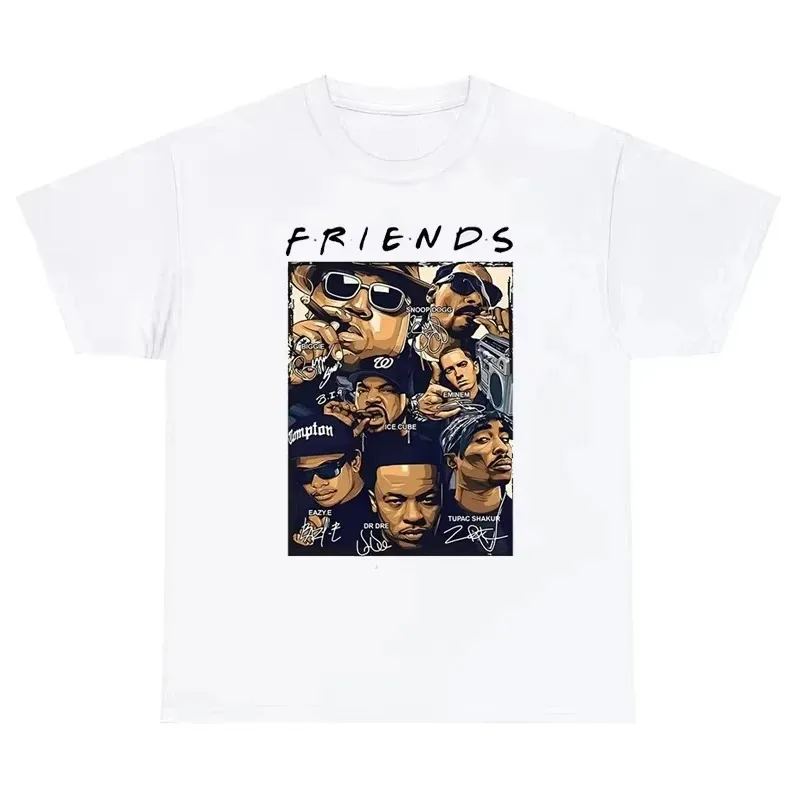 Friends The Notorious Big Biggie Smalls Snoop Dogg Eminem Ice Cube Eazy-E Dr.Dre Tupac 2Pac T-shirt Men Vintage Casual Tshirt - view 3