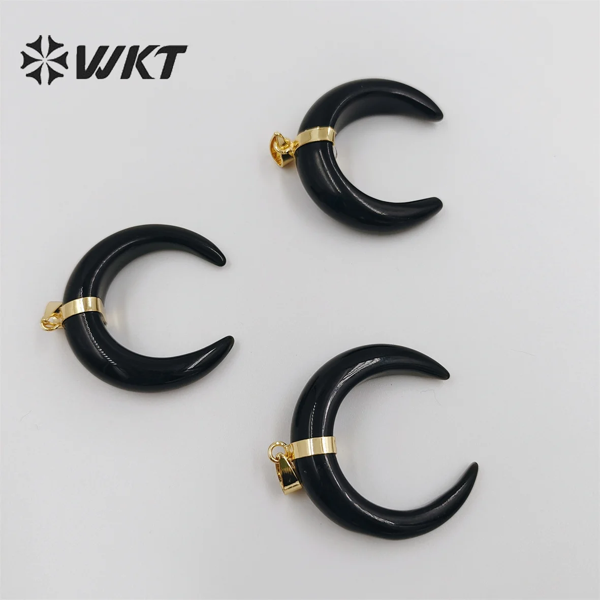 WT-P949 WKT 5pcs Genuine Black Bone Pendant Gold Color Plated Black Horn Buffalo Jewelry Wholesale Gift Decorated