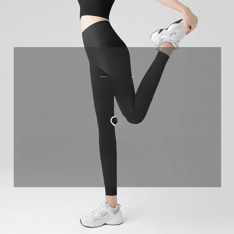 Calças de Yoga de Cintura Alta para Mulheres, Calças Finas de Primavera e Outono, Leggings Esportivas Alongadas