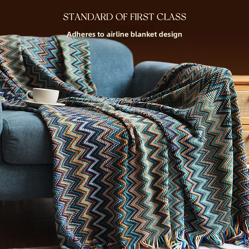

First-Class Airplane Blanket for Office Sofa Nap Lightweight Luxury Knitted Blanket All-Season Universal Polyacryl Fiber