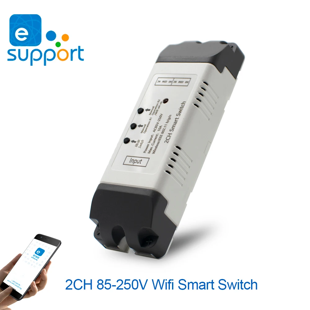 Imagem -02 - Ewelink Canais Wifi Inteligente Interruptor de Controle Remoto sem Fio Receptor ac dc 732v 85250v 2200w 10a rf 433mhz 2ch Relé para Alexa