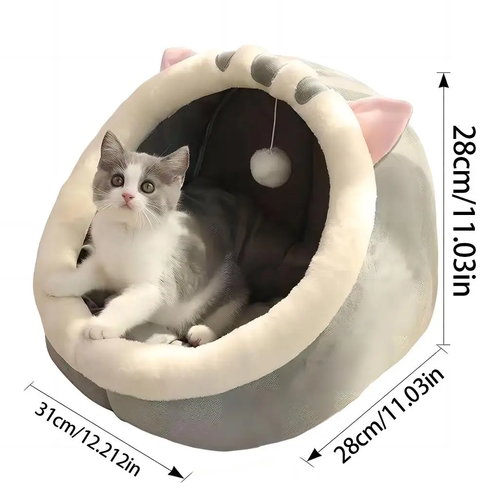 Abnehmbares Und Waschbares Haustierbett Katzennest Warmes Tiefschlaf-Komfort-Katzenbett Haustierzelt Gemütliche Höhlenhöhle Kleine Hundematte Weiches Katzenhaus S749C97D426F84C6993Dc9C09276Bcf8Fh
