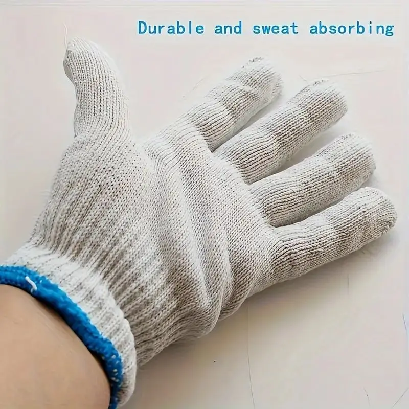 24pcs Lampshade Cotton Non-slip And Wear-resistant Construction Site Work Gloves, Encrypted White Labor Protection Gloves