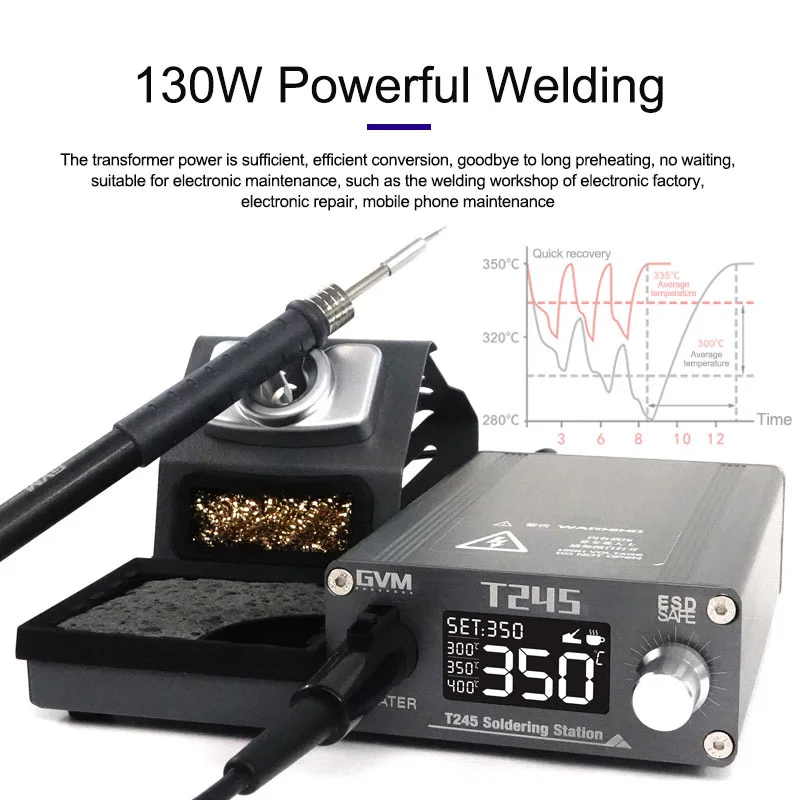 GVM T245 Soldering Station 130W 3S Tin Rapid Heating Intelligent Constant Temperature For Mobile Phone Repair Welding Tools