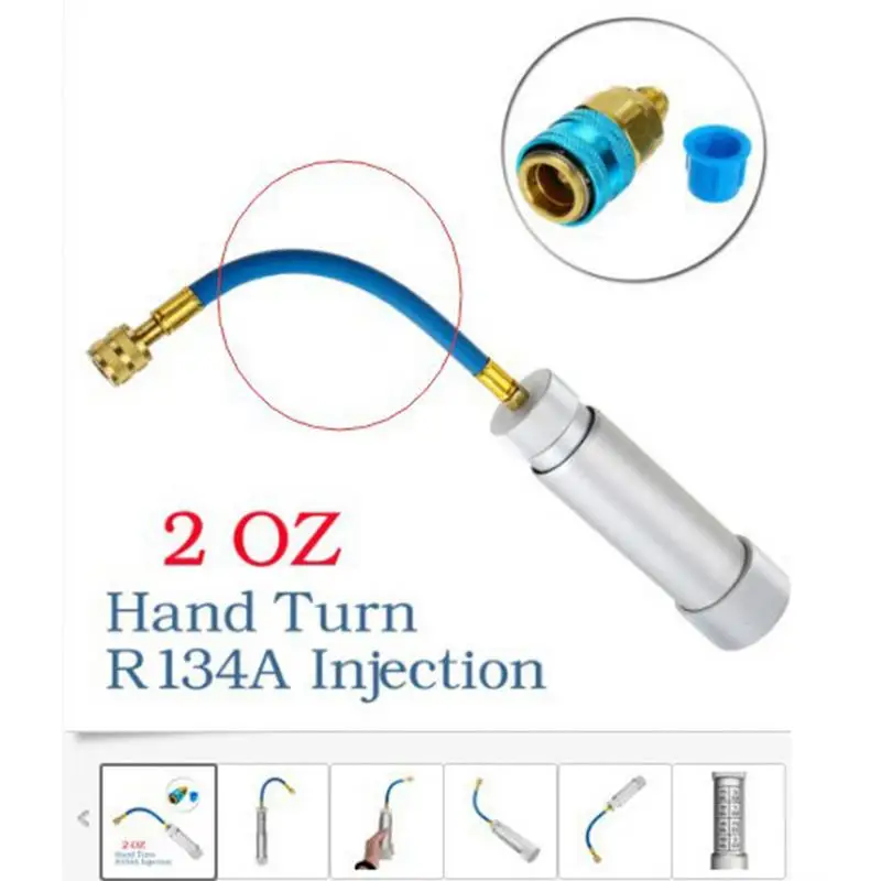 R134A Oil Dye Injector 2OZ Manual Oil Fluorescent Dye Injector Refrigerant System Tool Automotive Air Conditioning Coolant