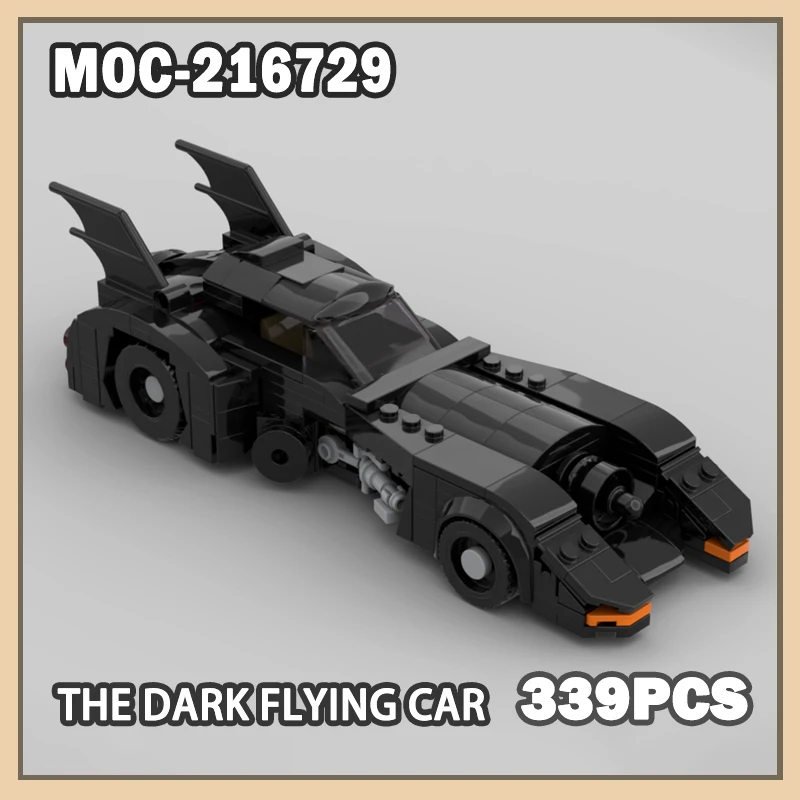 

MOC- 216729 Темный летающий автомобиль, супер креативный крутой герой, автомобильные строительные блоки, забавные модные игры, идеальный подарок для фестивалей, 339 шт.