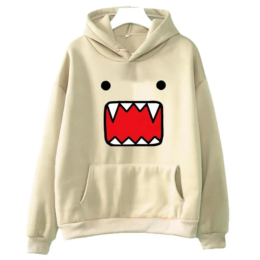 Men's Stylish Autumn/Winter Hoodie – Domo-kun Print Warm Fleece Lining Streetwear American Gothic and Hip-Hop Style Hoodie Men