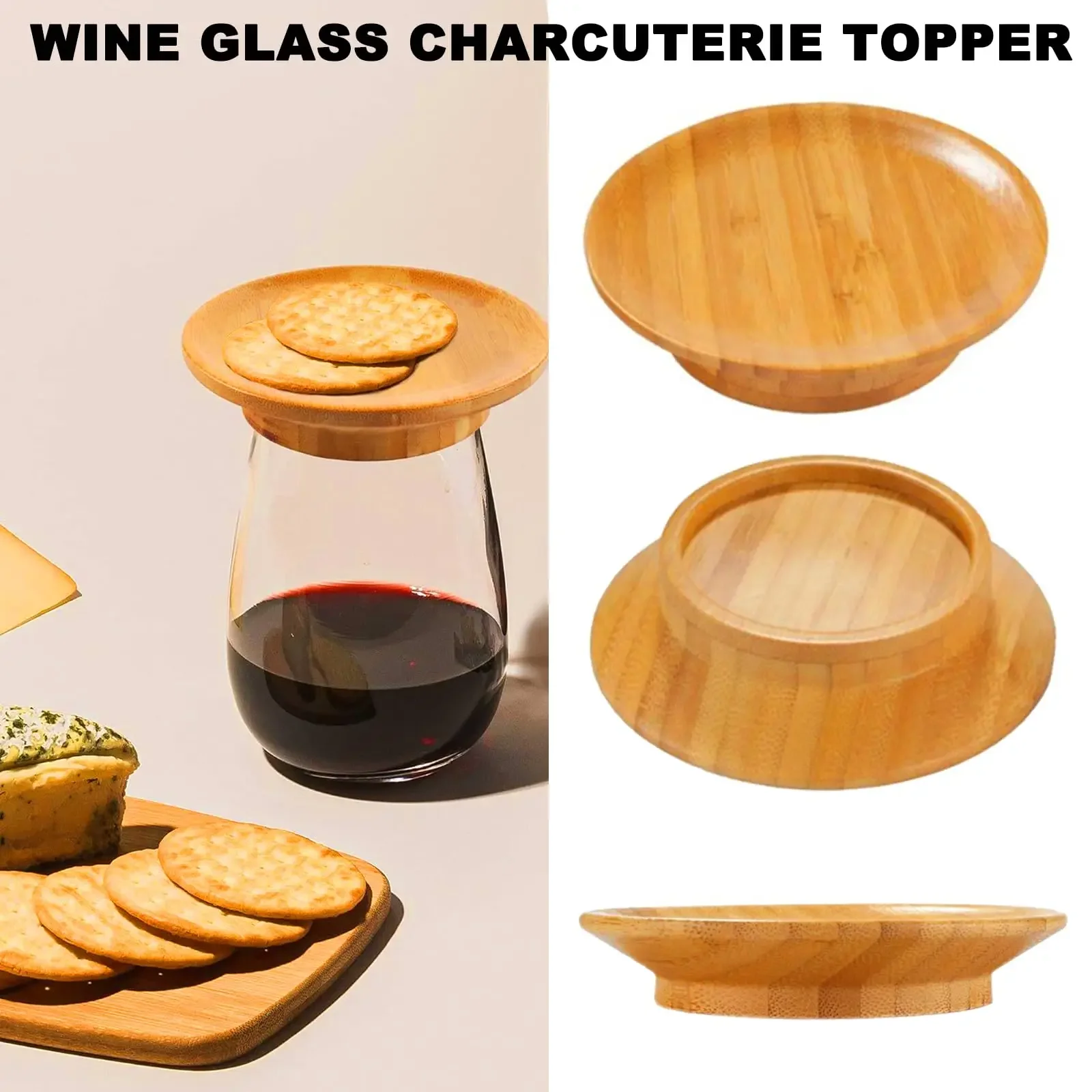 4pcs Wine Glass Charcuterie Board Topper Wine Glass Topper Coasters  Board Topper Bamboo Wine For Wedding Party Home Household