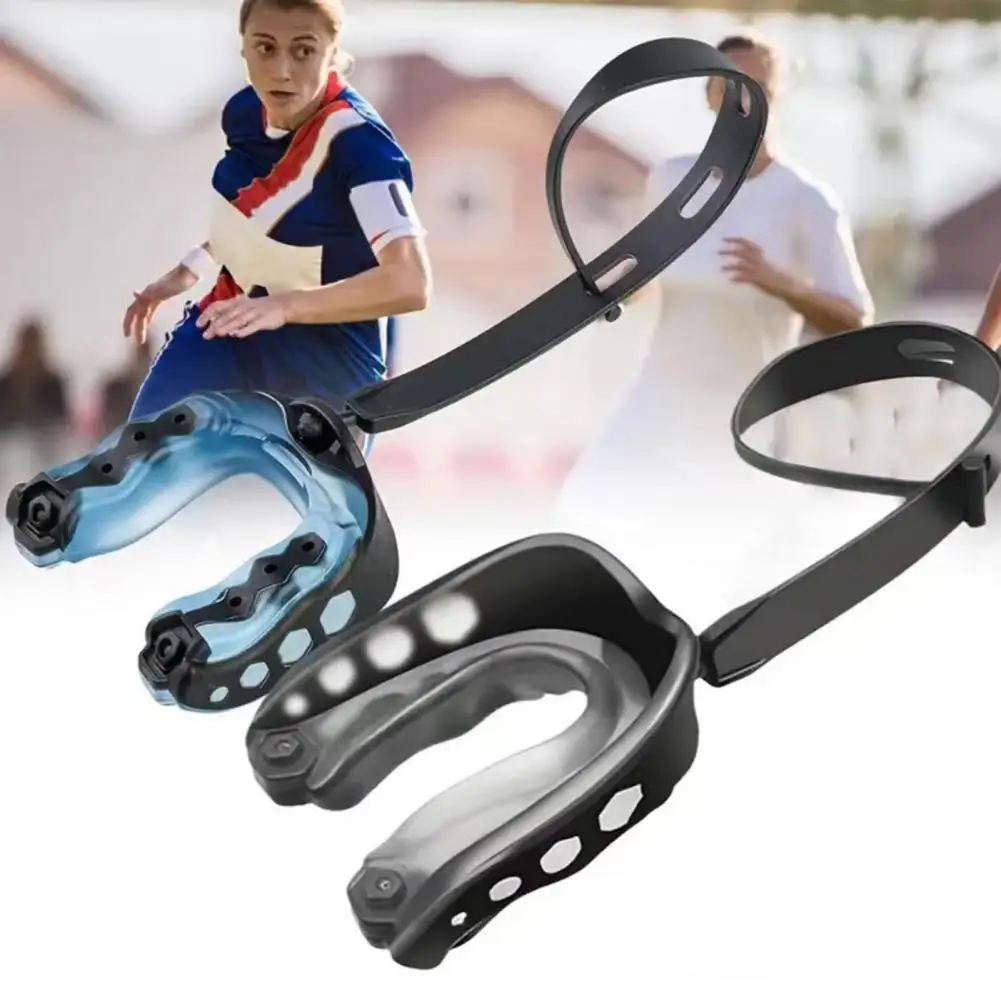 Three-layer Design Mouth Guard Youth Adult Football Mouth Guard with Strap for Rugby Lacrosse Hockey for Athletes for Boxing image 6