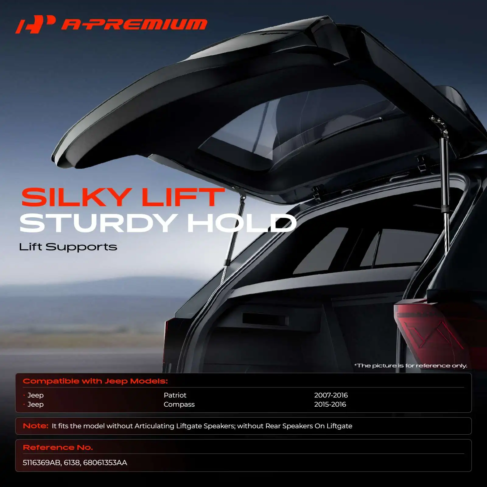 A-Premium 2Pcs Rear Tailgate Lift Supports Shocks Struts for Jeep Compass 2015-2016 Patriot 2007-2016