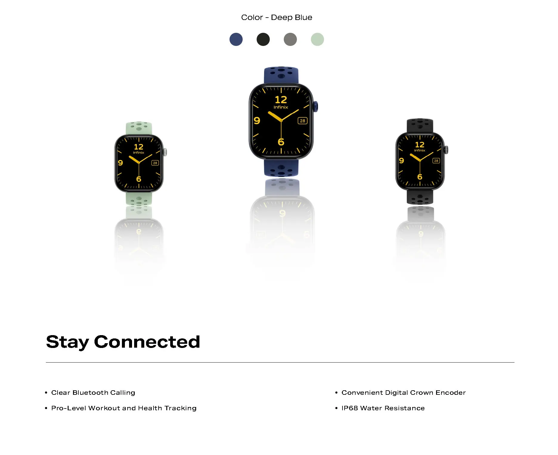 ساعة ذكية Infinix XWatch H4 XW4L إصدار الاتحاد الأوروبي باللون الأسود ومتتبع اللياقة البدنية ومراقبة معدل ضربات القلب ومتتبع النشاط المقاوم للماء