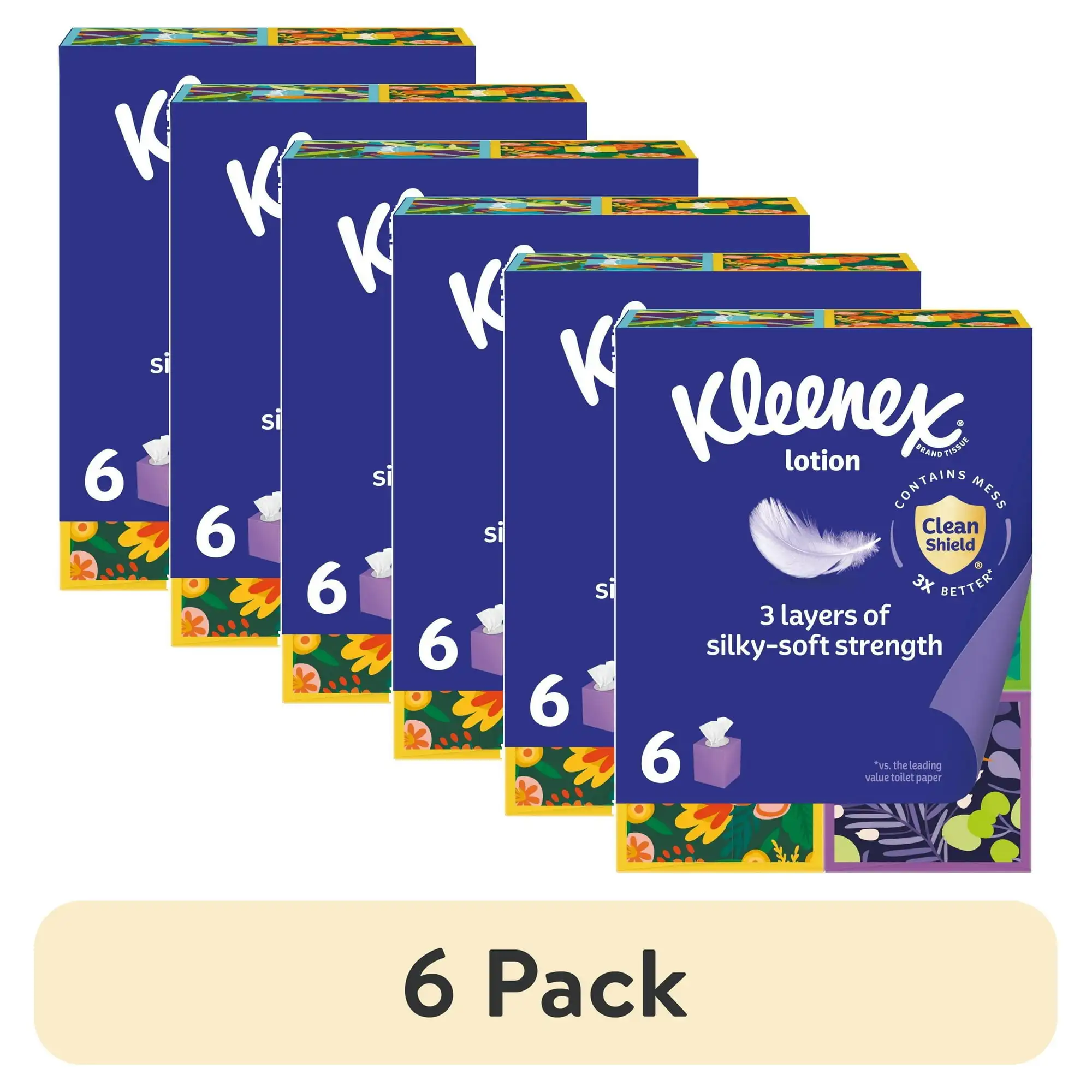 

(6 pack) Ultra Soft Facial Tissues, 6 Cube Boxes, 60 Tissues per Box, 3-Ply
