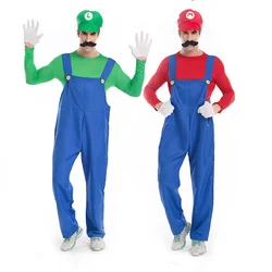 Halloween Carnival adult Men Funy Super game Cosplay Costume Luigi Bros Plumber Christmas Fancy Dress
