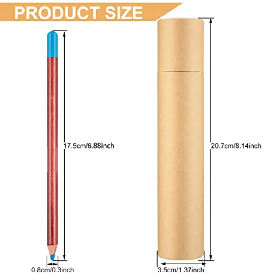 12 Pcs Wooden Chalk Pencils with Sharpener and Kraft Paper Pen Container Chalkboard Pencils Real Slate Colored Chalk Art for Ch