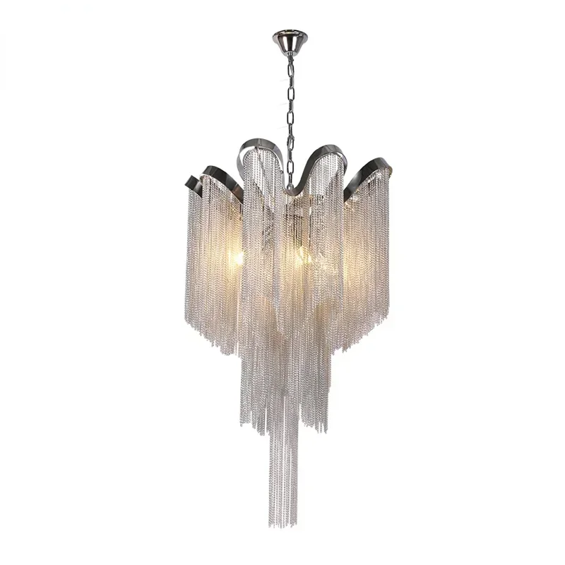 

Modern Aluminum Pendant Lamp Luxury Aluminum Chains E14 Base Indoor Hanging Light For Bar Dining Room Living Room Bedroom