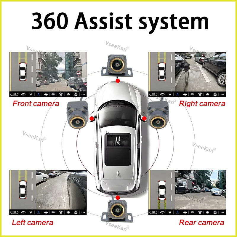 8K AHD 1080P 720P 3D Car 360 Panoramic Camera Rear+Front+Side For Android Radio 360APP SN307 WDR 4 square cameras Golden lens - Image 2