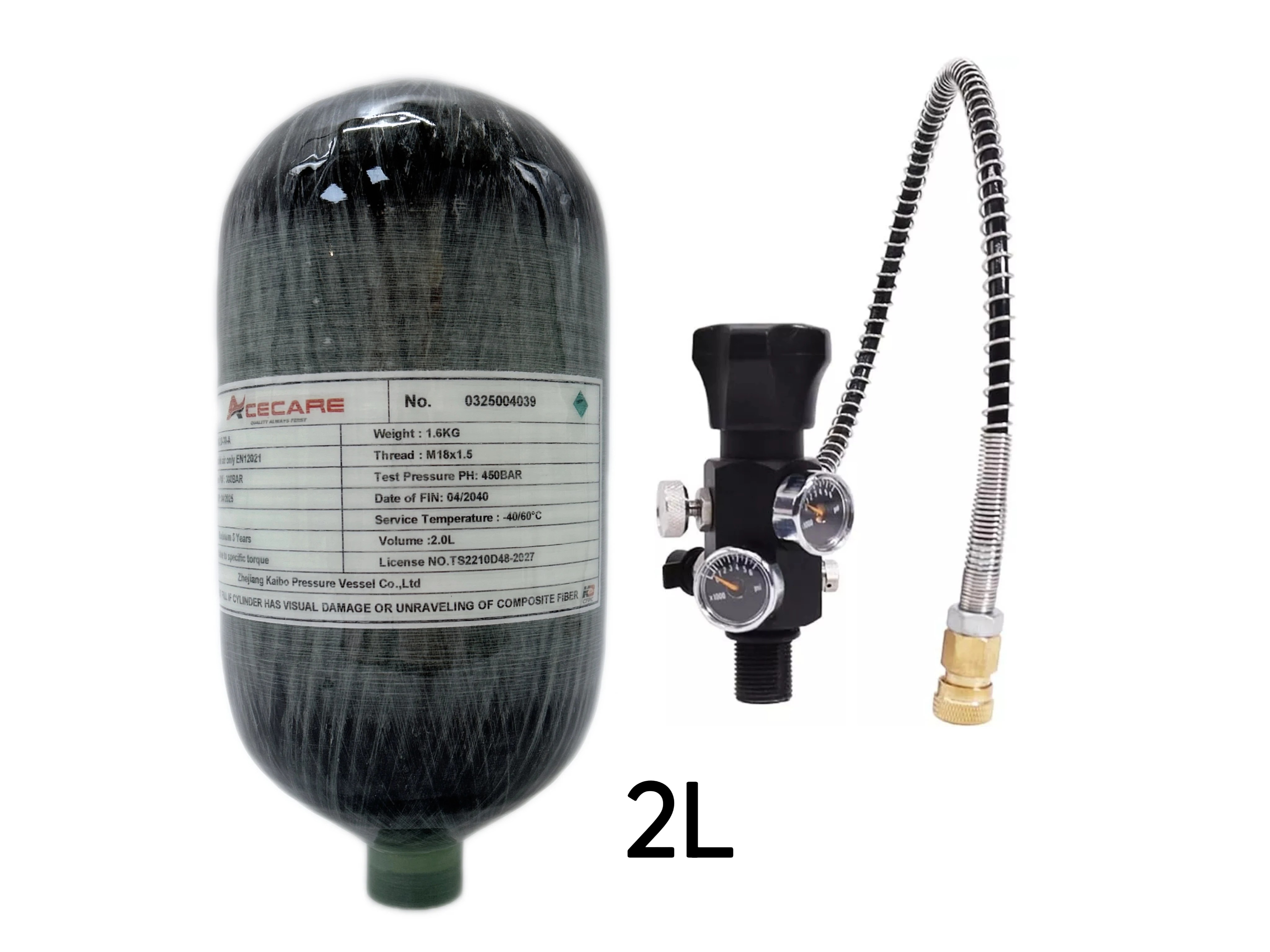 

ACECARE 2L 4500psi 300Bar High Pressure Carbon Fiber Tank HPA Air Bottle Scuba Diving Cylinder With Valve M18*1.5