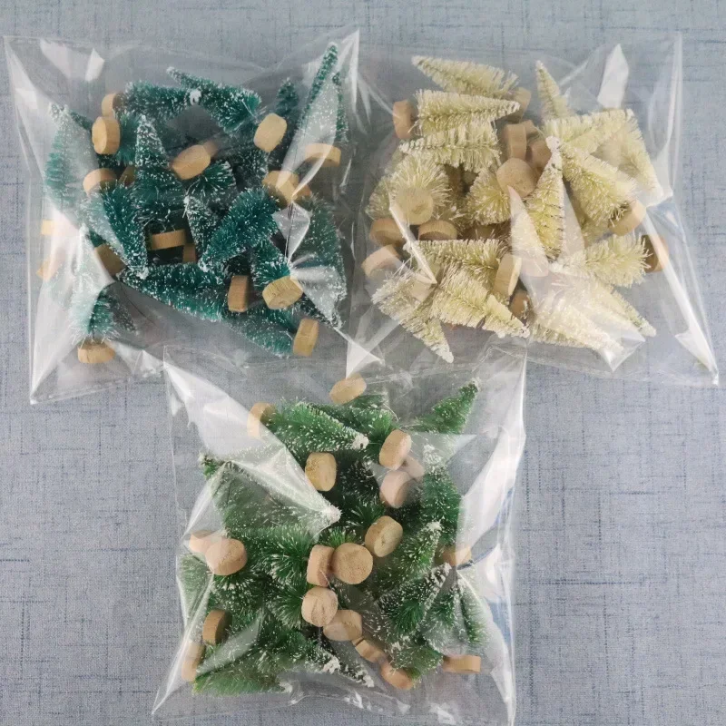 

12 Piece DIY Mini Christmas Tree Sisal Silk Cedar - Desktop Decoration Small Christmas Tree 2025 Xmas New Year Navidad Decor