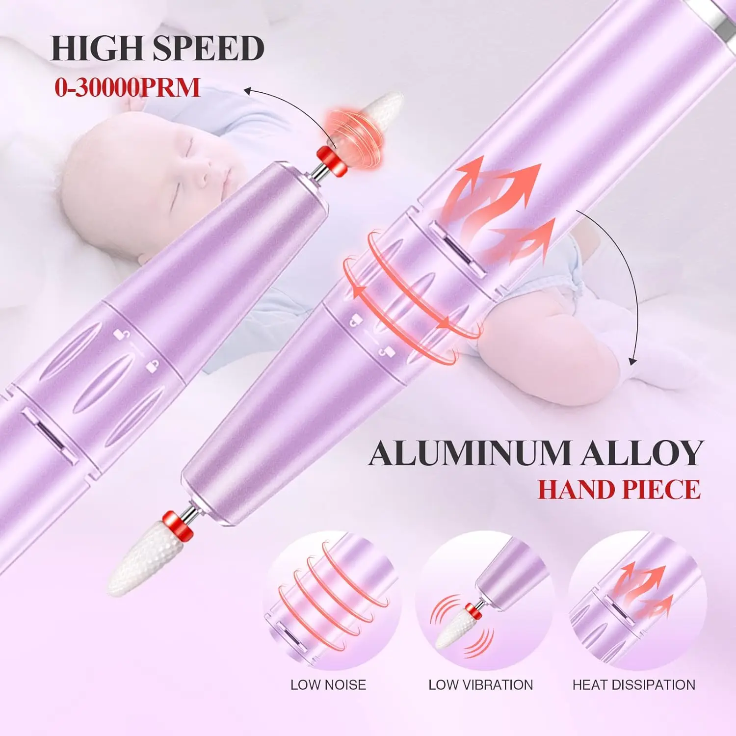 Portable Nail Drill Professional 2024 Macaron Color Electric Nail Drill Machine 30000RPM for Acrylic Gels Nails Rechargeable