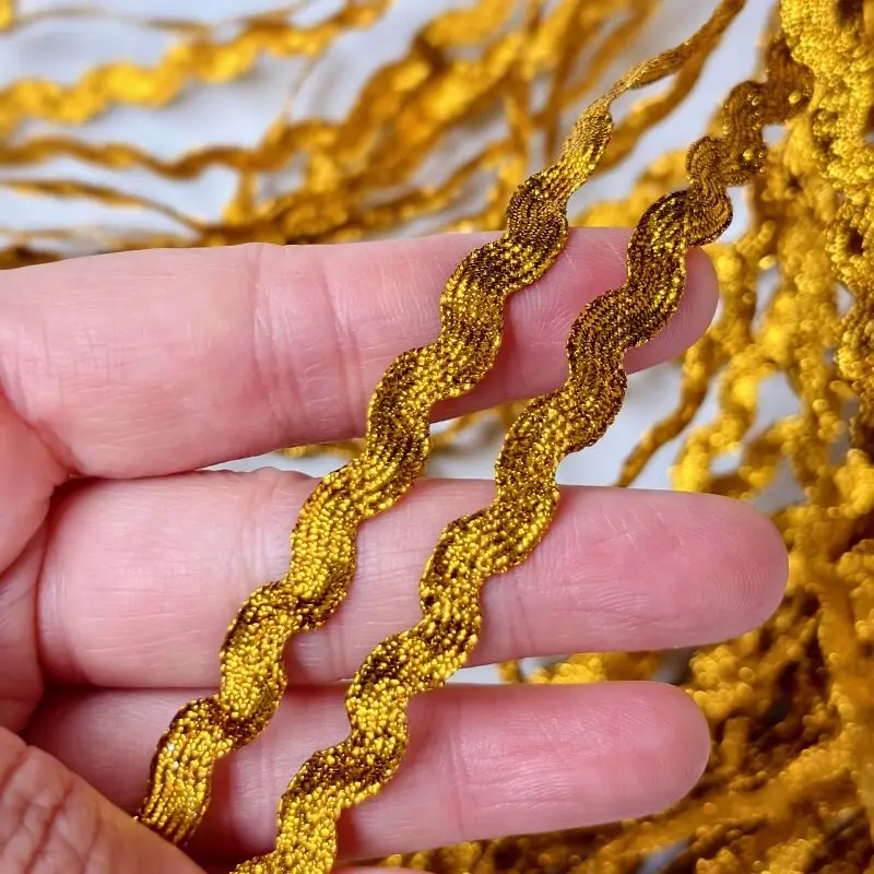 10Meters/lot 5mm Gold Silver Polyester S Shape Design Lace Ribbon Lace Trims Wedding Bride Dress Sewing Craft Z320
