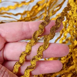 10Meters/lot 5mm Gold Silver Polyester S Shape Design Lace Ribbon Lace Trims Wedding Bride Dress Sewing Craft Z320