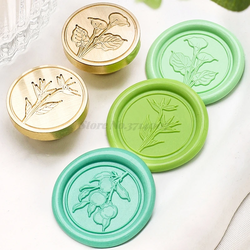 Sello de cera con diseño de plantas (Hosta, Rosa, Gloría de la mañana) y cabezal de latón para sellado DIY de sobres, invitaciones de boda, envoltorios de regalos y scrapbooking