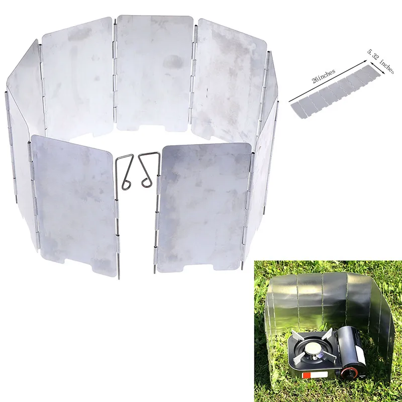 Easy Installation Disassembly Good stability 9 Plate Foldable Burner Windshield Outdoor Camping Cooking Gas Stove Wind Shield